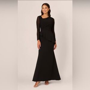 Adrianna Papell Elegant Black Long Sleeve Gown